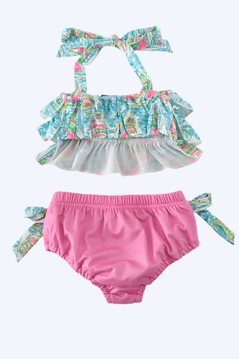 TEAL SAILBOAT SERENITY PRINT 2PC GIRL SWIMSUIT