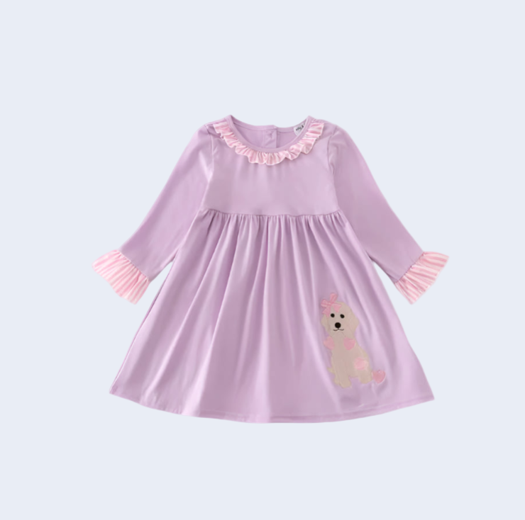 VALENTINE PUPPY EMBROIDERY DRESS