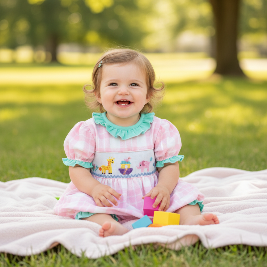 SUNDAY BEST - NOAH’S ARK - HAND SMOCKED BUBBLE