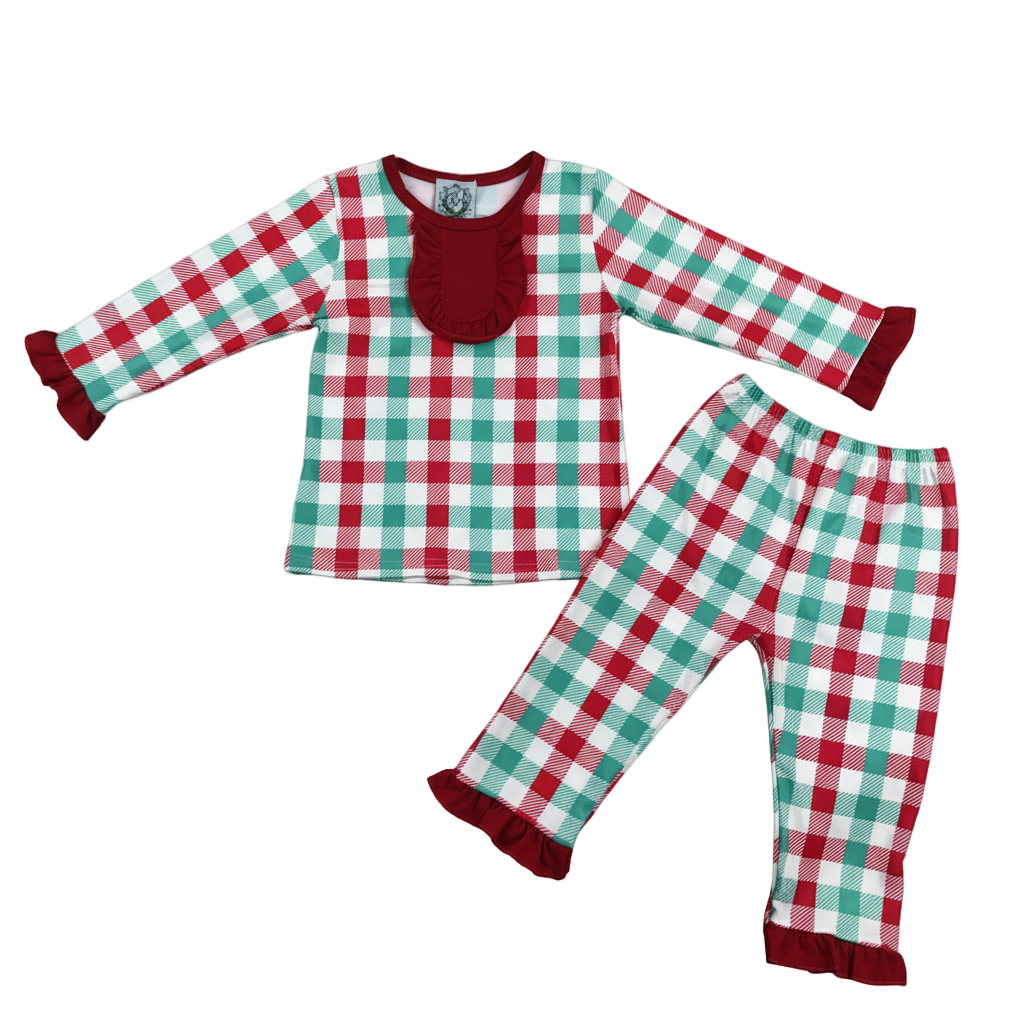 Christmas Red And Green Gingham Pajama Set