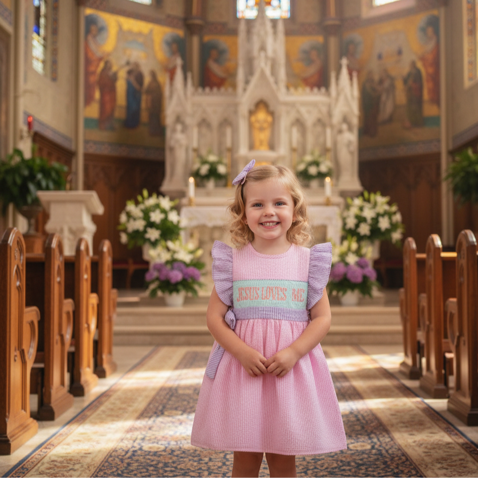 Hand Smocked Dress - Jesus Loves Me