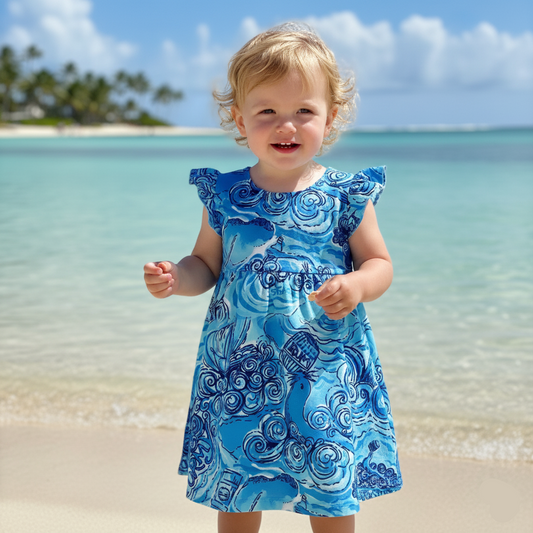 WATERCOLOR OCEAN WAVE STORMY DRESS