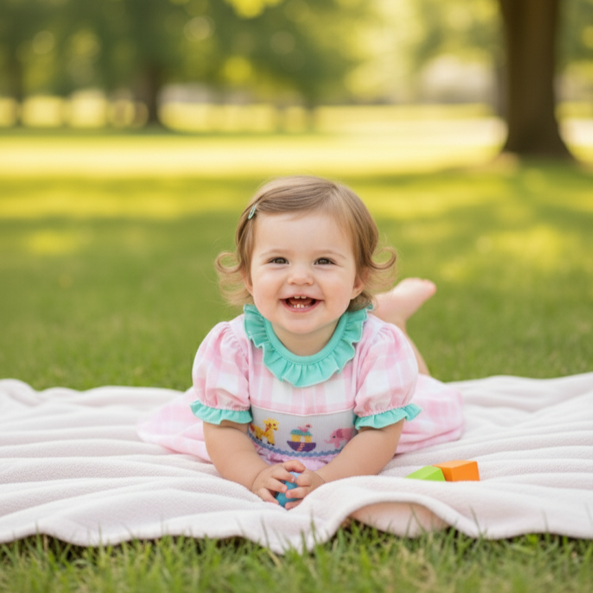 Hand Smocked Sunday Best - Noah’s Ark - Hand Smocked Bubble