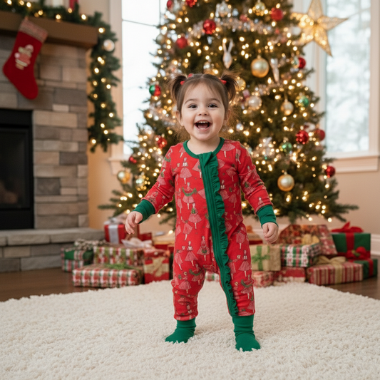 Vintage Christmas Lady Icons - Girls Zippy Romper