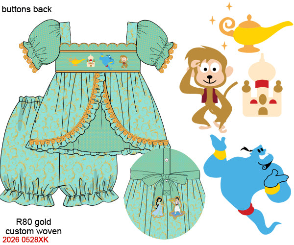 The Agrabah Royals Hand Smocked Girls Lace Bloomer Set