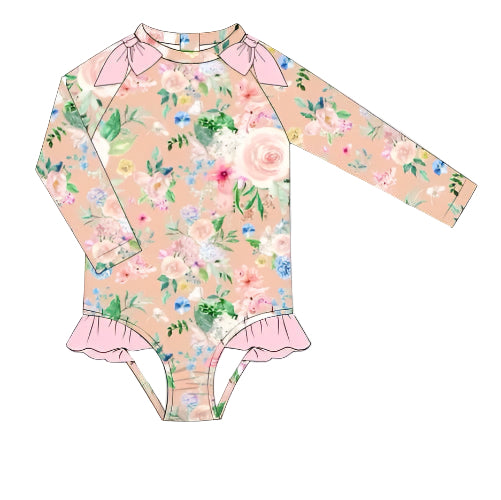 ADELINE FLORAL RASHGUARD SWIMSUIT (runs huge)
