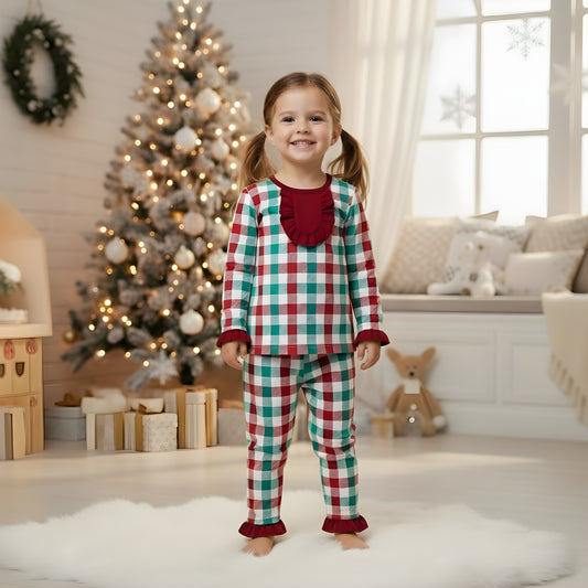 Christmas Red And Green Gingham Pajama Set