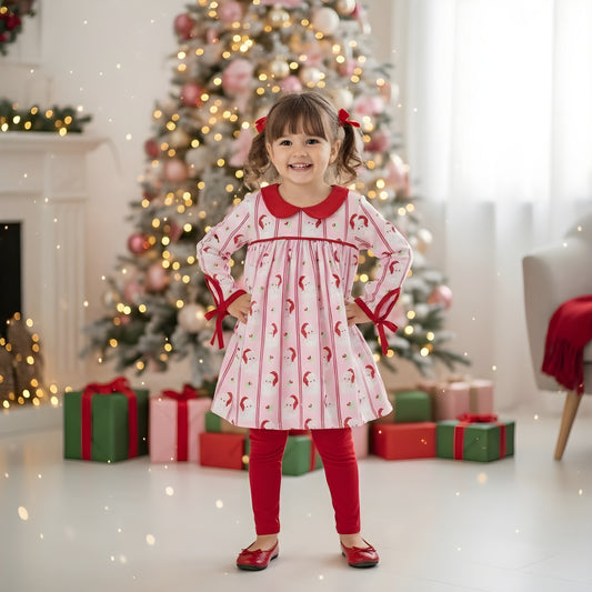 Classic Santa Long Sleeve Girls Pants Set