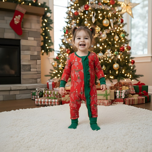 Vintage Christmas Lady Icons - Girls Zippy Romper
