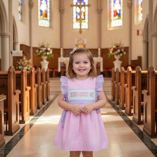 Hand Smocked Dress - Jesus Loves Me
