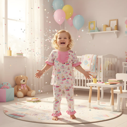 Birthday Cake Dreams Short Sleeve Pajama Pants Set