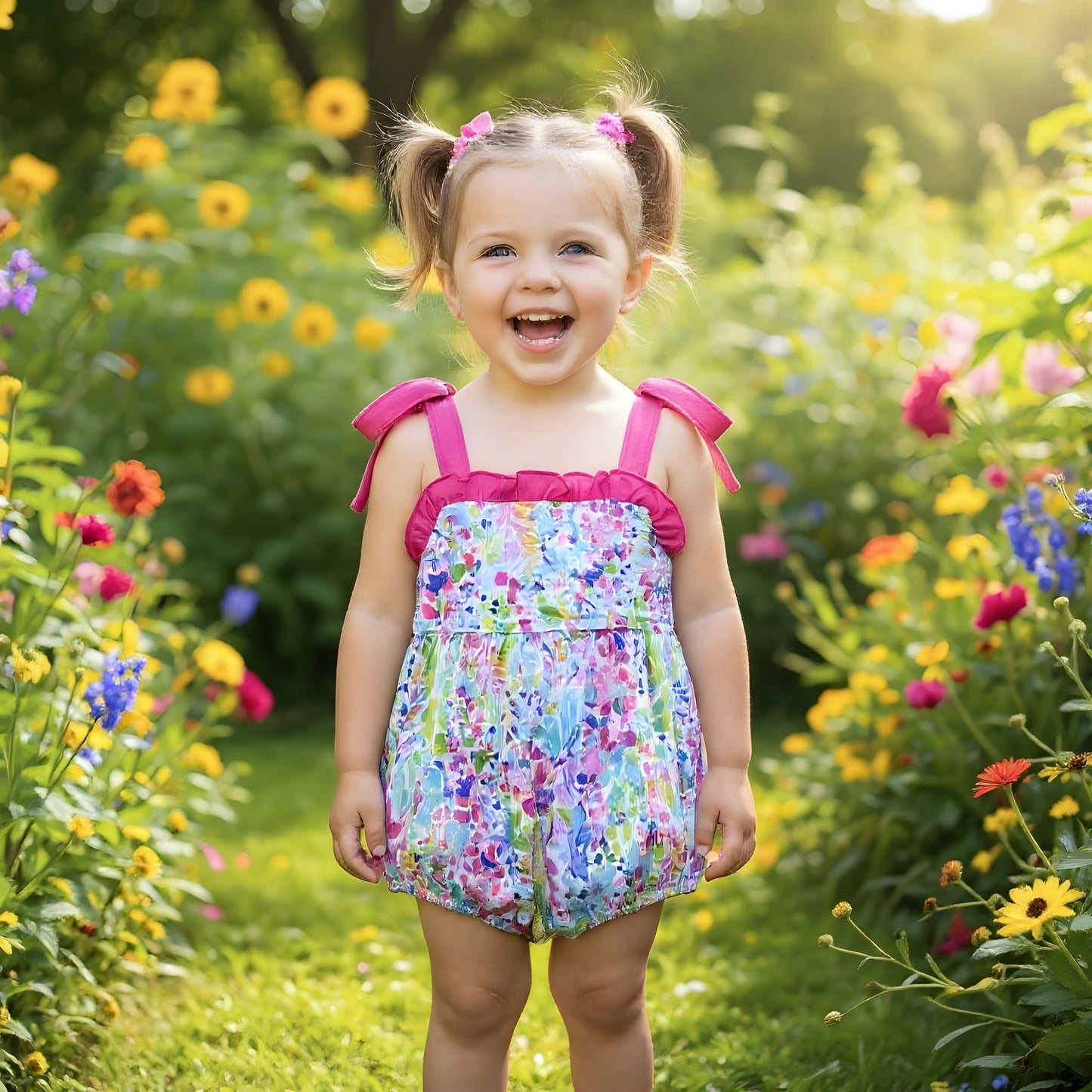 TROPICAL WAVE WATERCOLOR BUBBLE WITH SHOULDER STRAP TIE