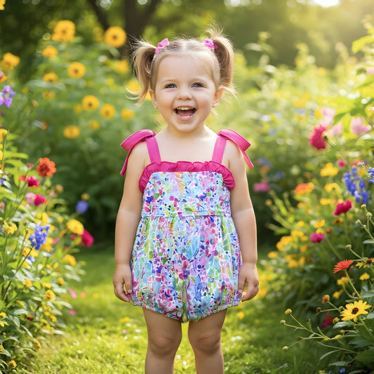 Tropical Wave Watercolor Bubble With Shoulder Strap Tie