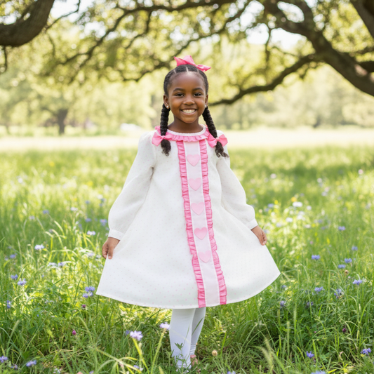 VALENTINES HEARTS DRESS - EMBROIDERED APPLIQUÉ