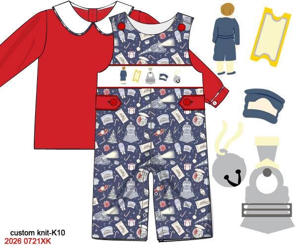 Polar Express Smocked Knit Boys Longall Set – Christmas Holiday Outfit
