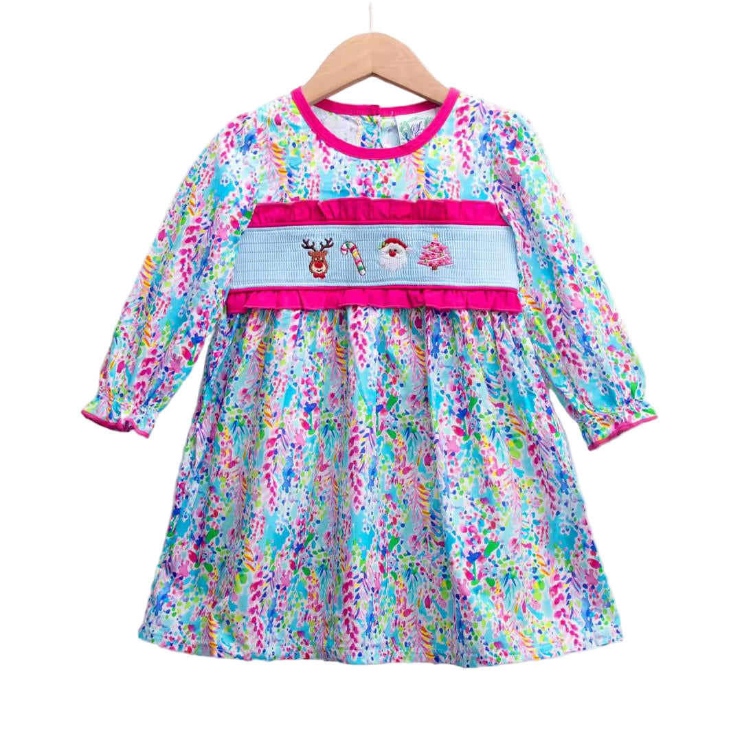 christmas beach dress Pink Tropical Santa Smocked Halloween Homage Maat:36 EU | 38 TR Cute Cupcake Birthday Celebration while the round neckline