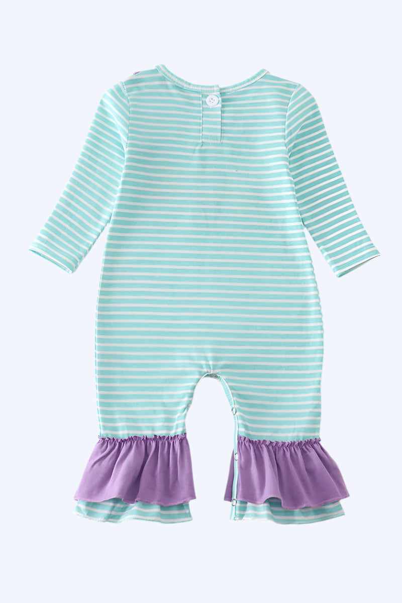 MAGICAL - STRIPE PRINCESS EMBROIDERY GIRL ROMPER