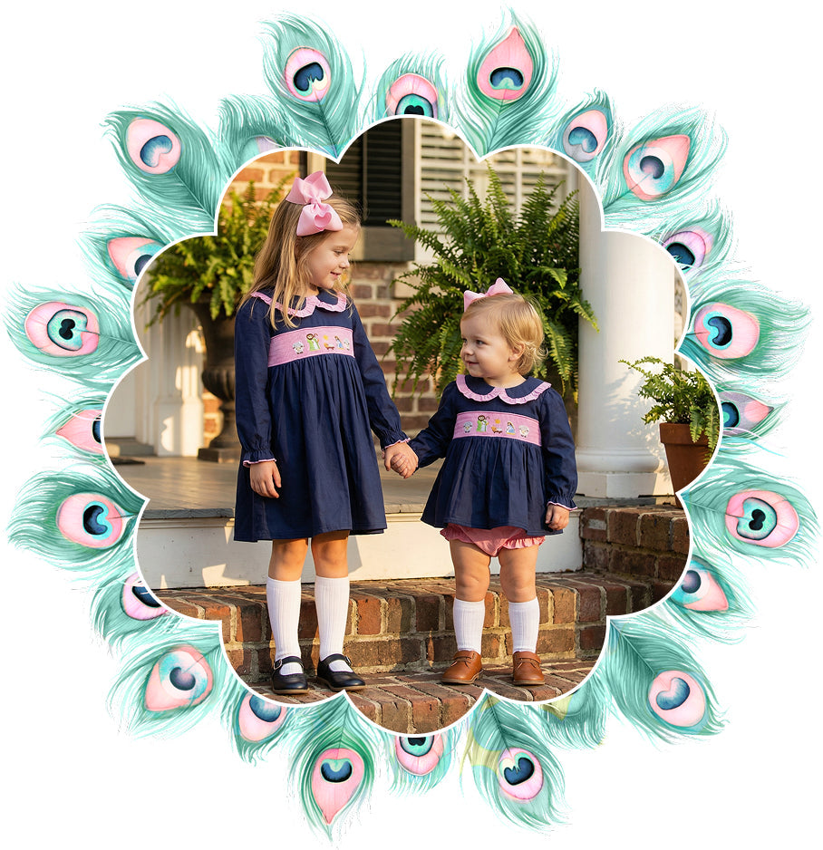 Shop our boutique collection of matching sibling outfits. Featuring hand smocked, embroidered designs, and baby and toddler matching outfits perfect for photos.