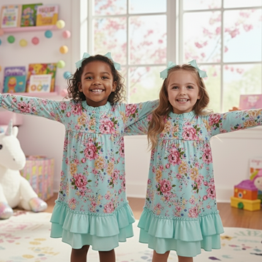 TEAL FLORAL NIGHTGOWN