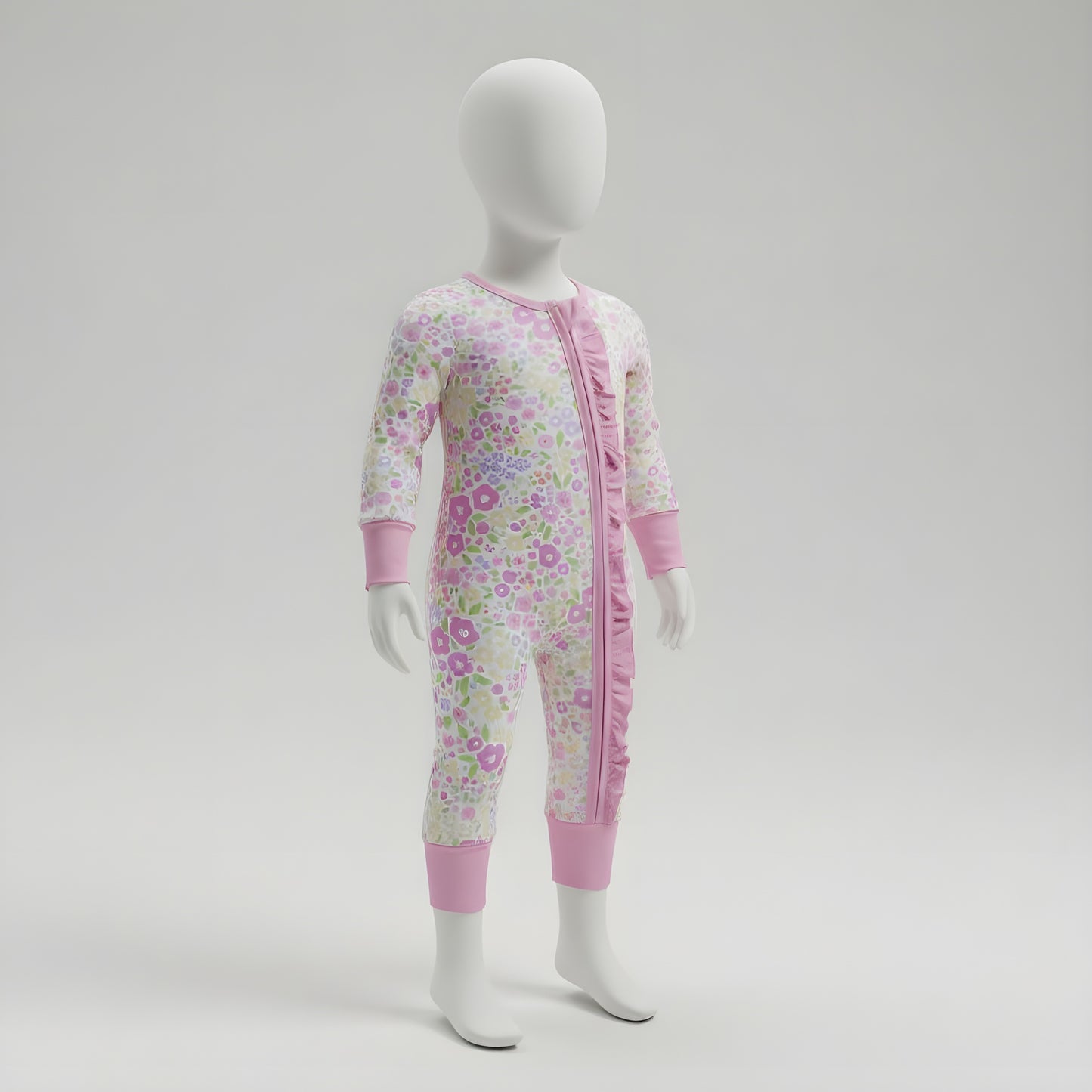 EVERLY’S FLOWERS RUFFLE BUTT FOOTIE SLEEPER