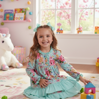 TEAL FLORAL NIGHTGOWN