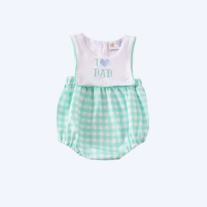 BABY BOYS “I LOVE DAD” GINGHAM BUBBLE ROMPER