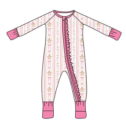Pink Gingerbread Bows Bamboo Ruffle Zippy