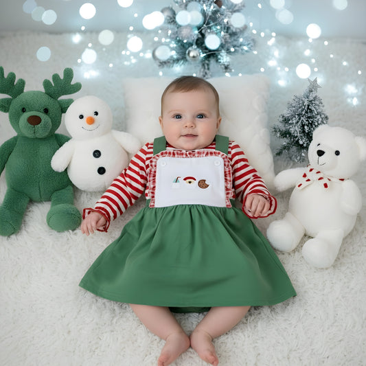 CHRISTMAS SANTA COOKIES AND MILK DRESS WITH SHIRT