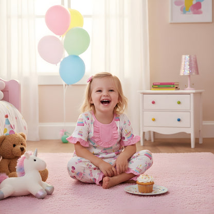 BIRTHDAY CAKE DREAMS SHORT SLEEVE PAJAMA PANTS SET