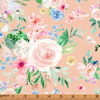 Toddler Girls Vintage Peach Floral Bamboo Ruffle Nightgown