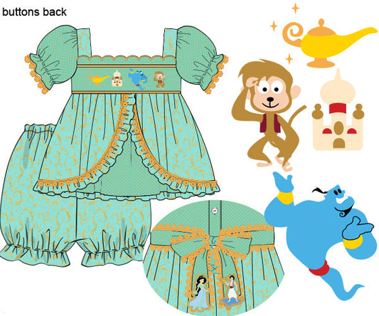 The Agrabah Royals Hand Smocked Girls Lace Bloomer Set