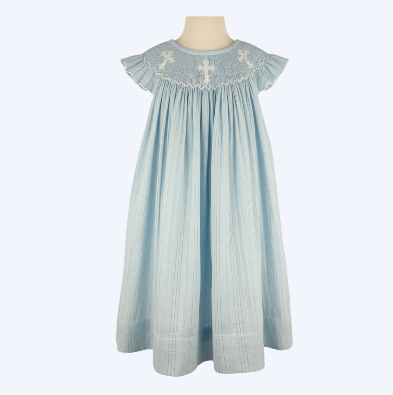 SUNDAY BEST - HANDSMOCKED LIGHT BLUE DRESS