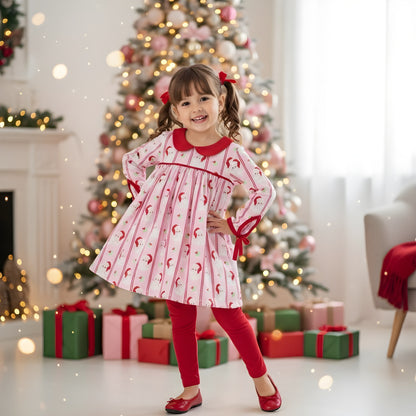Classic Santa Long Sleeve Girls Pants Set