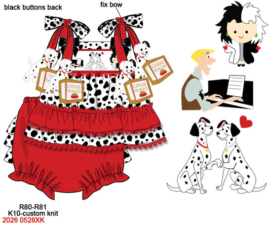 Classic Characters Hand Smocked Dalmation Girls Knit Applique Tassel Set