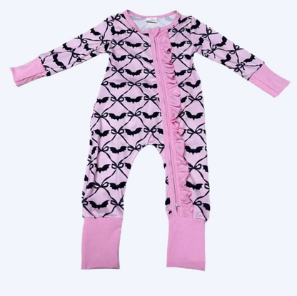 GET BATTY FOR BOWS PAJAMAS ONESIE RUFFLE BUTT SLEEPER