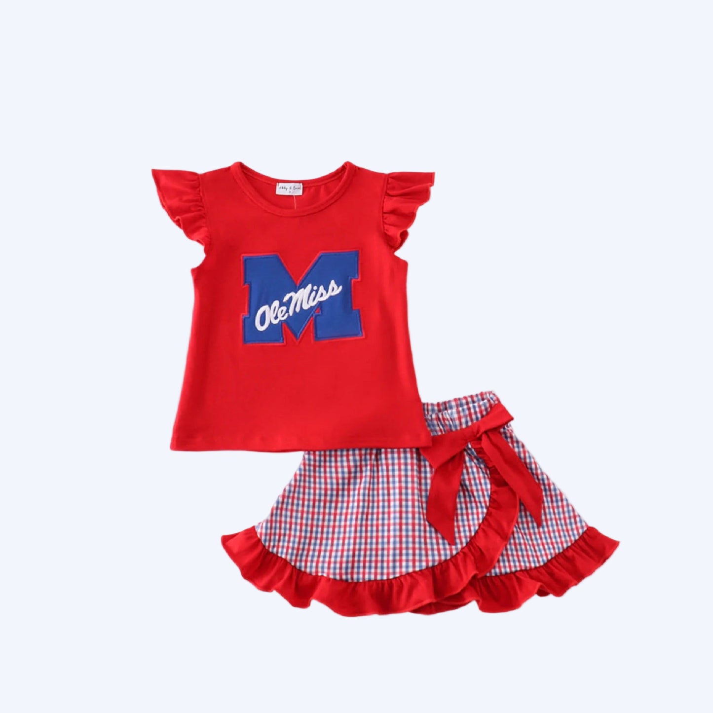 RED OLE MISS EMBROIDERY GIRL SKORT SET