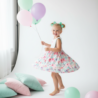 I LOVE DAD - FATHER’S DAY GIRLS FLORAL DRESS - EMBROIDERED