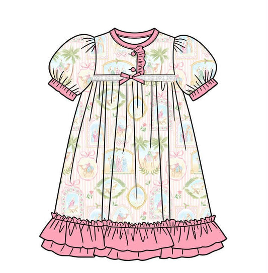 Girls' Pastel Nativity Short-Sleeve Ruffle Nightgown