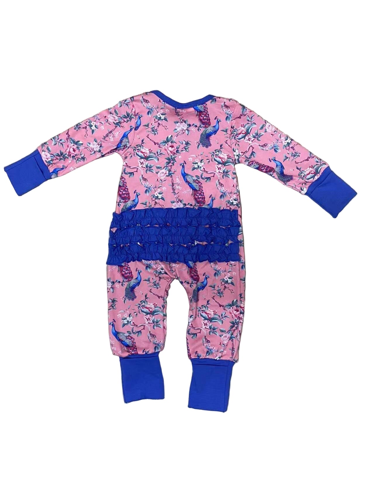 Grandmillennial Peacock Ruffle Butt Sleeper