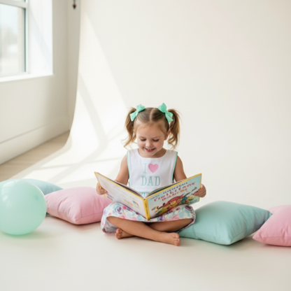 I LOVE DAD - FATHER’S DAY GIRLS FLORAL DRESS - EMBROIDERED