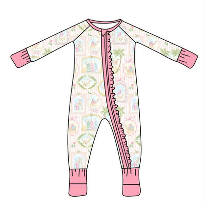 Pastel Nativity Ruffle Bamboo Zippy Sleeper