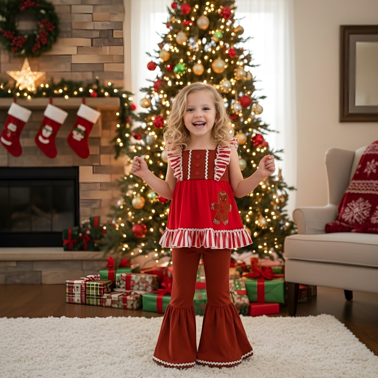 CHRISTMAS EMBROIDERY APPLIQUÉ GINGERBREAD COLLECTION - GIRLS SET