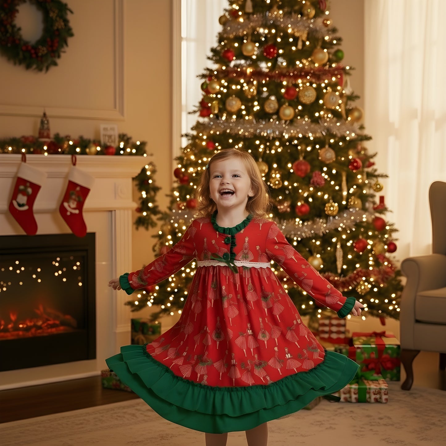 Vintage Christmas Lady Icons - Girls Nightgown