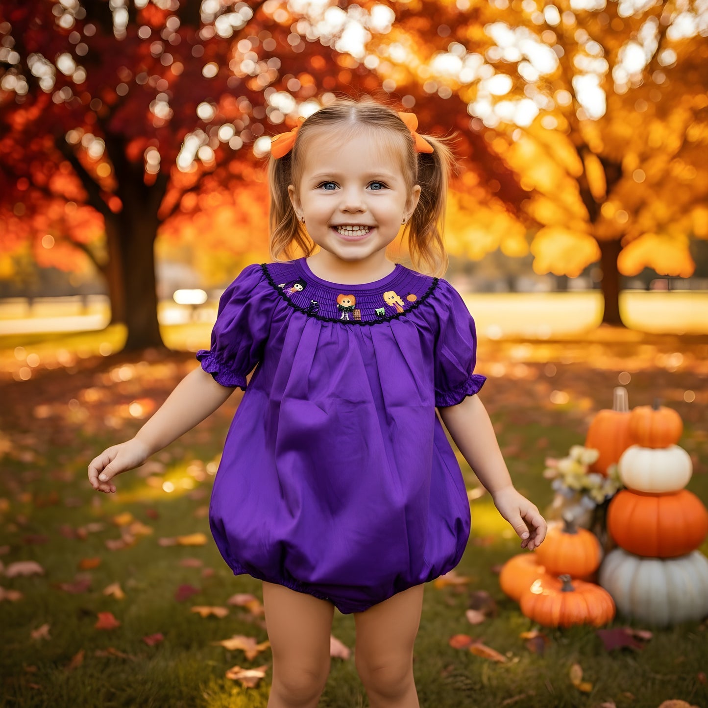 HALLOWEEN SISTERS - MACHINE SMOCKED - BUBBLE