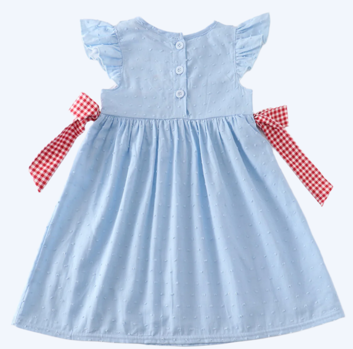 BACK TO SCHOOL SWISS DOT DRESS - EMBROIDERED