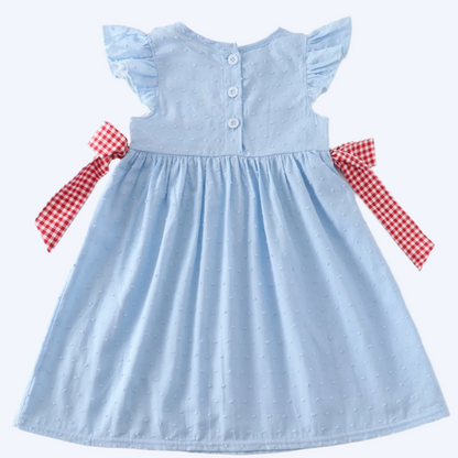 BACK TO SCHOOL SWISS DOT DRESS - EMBROIDERED