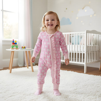 Isn't She Lovely Pink Bow Ruffle Zippy