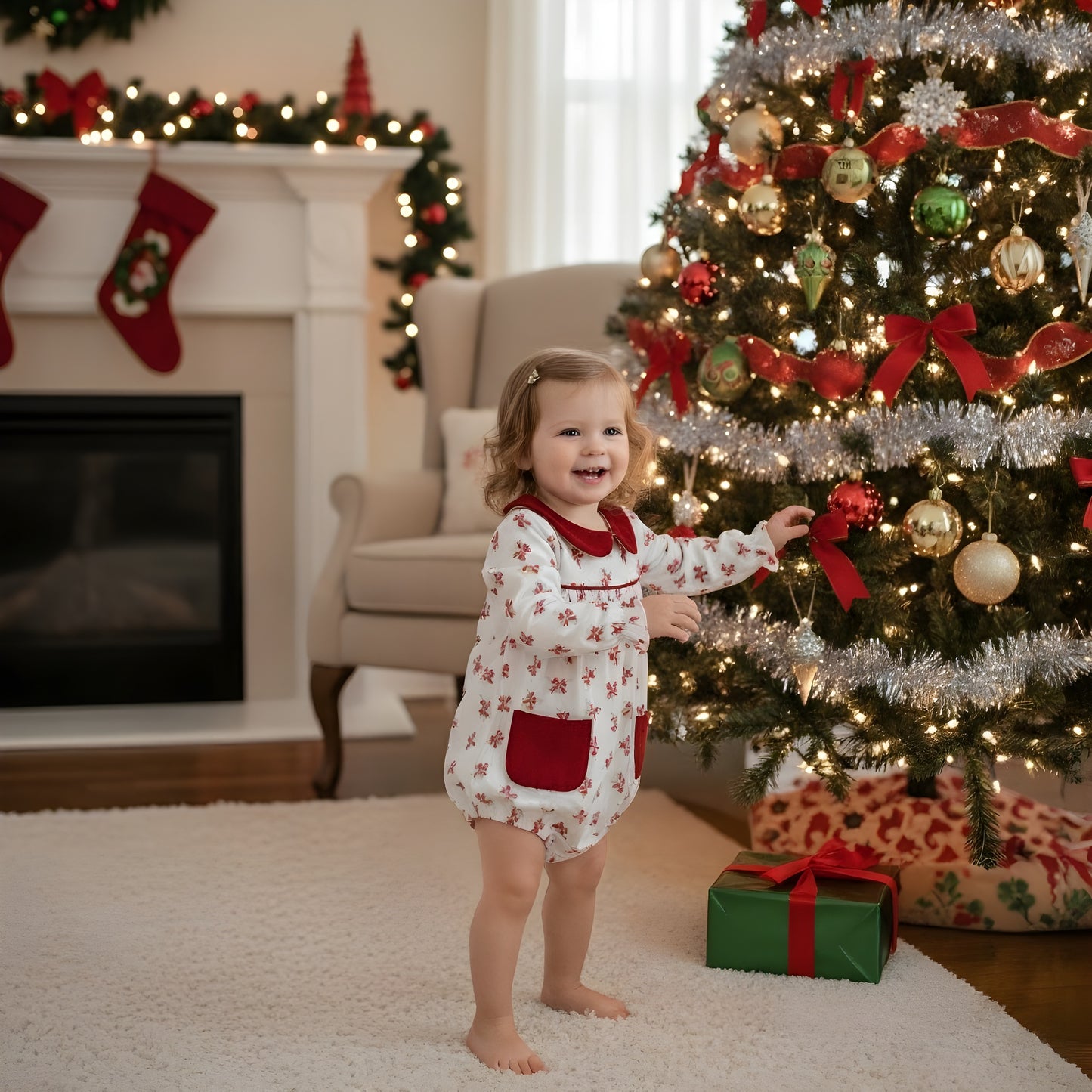 Christmas Bow And Pearl Bubble