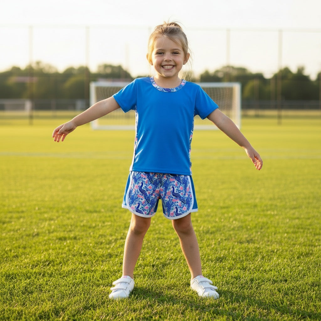GIRLS SPORTS SHORTS SET - PEACOCK
