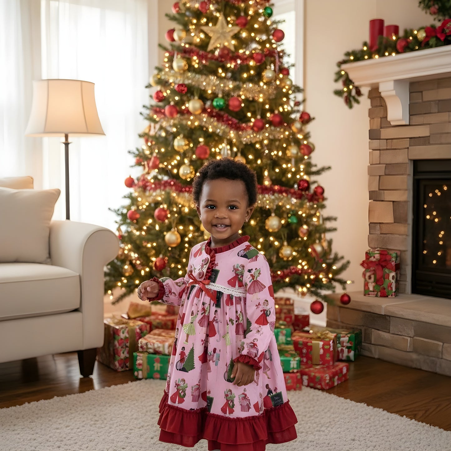 Vintage 50's Christmas Ladies - Girls Nightgown